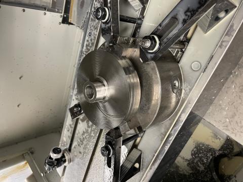 A 304 stainless flange milled in the HAAS VF2 mill.